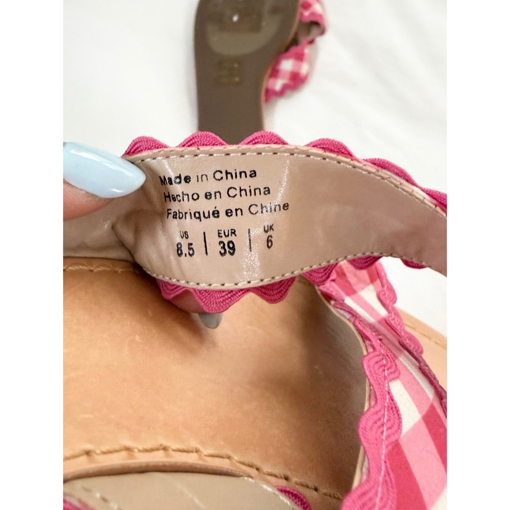 Draper James Pink Gingham Ric Rac Slide Sandals Size 8.5 - Picture 5 of 5